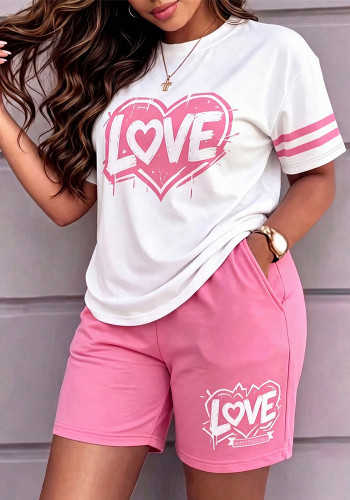 Spring/Summer Women's Fashion Casual Short-Sleeve T-shirt and Shorts Two-Piece Set