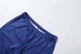 Women's Summer Slim-Fit Fashion Turndown-Collar Short-Sleeve Letter-Print T-Shirt and Knee-Length Shorts Set