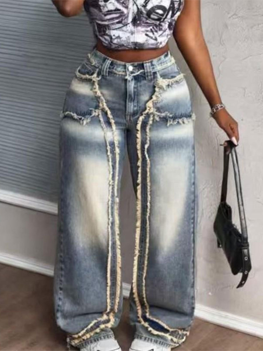 Loose Wide-Leg Denim Pants for Summer Casual Streetwear