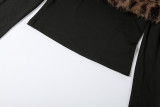 Women's Fall Chic Fur-Collar Patchwork Off-Shoulder Two-Piece Set