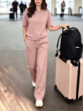 Spring/Summer Women's Fashion Casual Short-Sleeve T-shirt and Pants Two-Piece Set