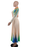 Plus Size Women Printed Long Sleeve Loose Dress