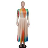 Plus Size Women Printed Long Sleeve Loose Dress