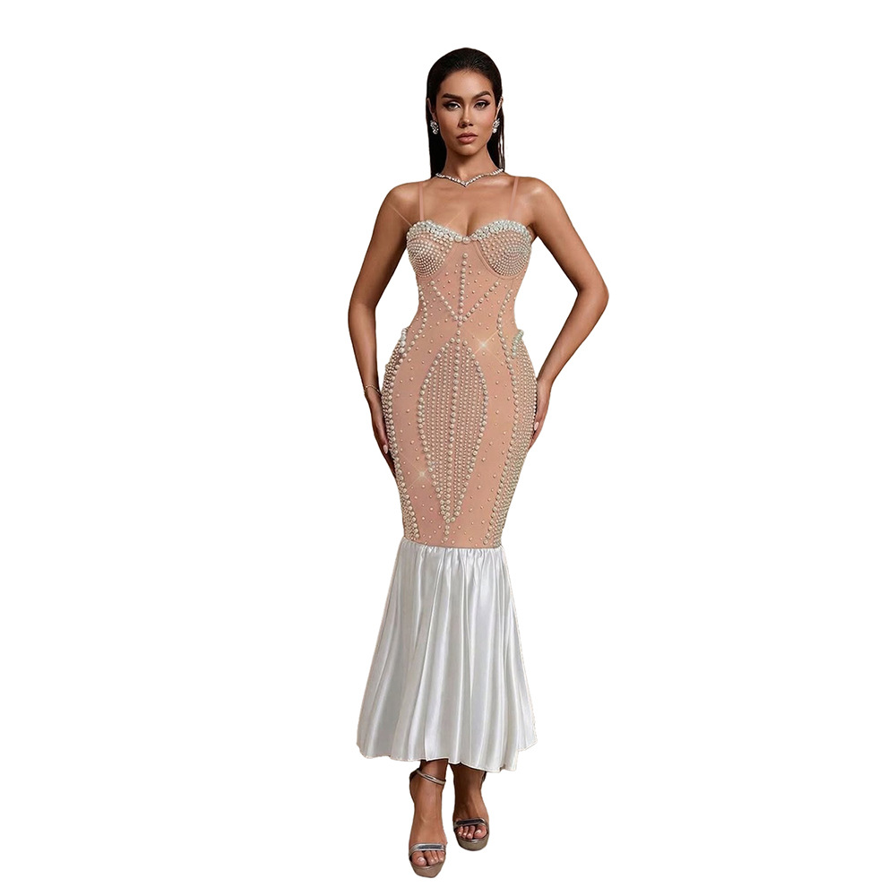 Strapless Beaded Bodycon Dress for Formal Parties