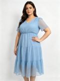 Women's Summer Plus Size V-Neck Short-Sleeve Casual Dress