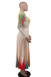 Plus Size Women Printed Long Sleeve Loose Dress