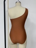 Women's Solid-Color One-Shoulder Sexy One-Piece Swimsuit