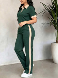 Spring/Summer Women's Fashion Casual Short-Sleeve Shirt and Pants Two-Piece Set