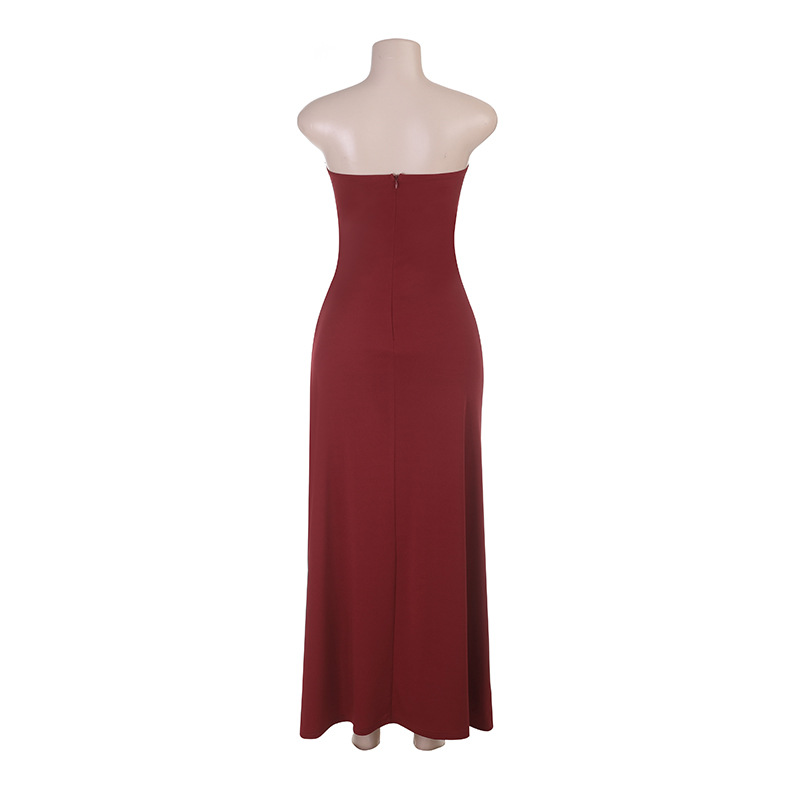 Strapless Ruched High-Slit Dress for Formal Parties