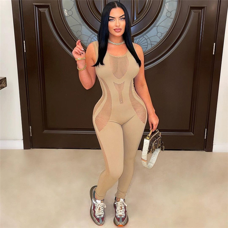 Cutout Sleeveless High-Waist Jumpsuit for Summer Clubwear