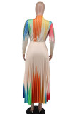 Plus Size Women Printed Long Sleeve Loose Dress