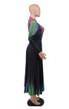 Plus Size Women Printed Long Sleeve Loose Dress