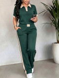 Spring/Summer Women's Fashion Casual Short-Sleeve Shirt and Pants Two-Piece Set