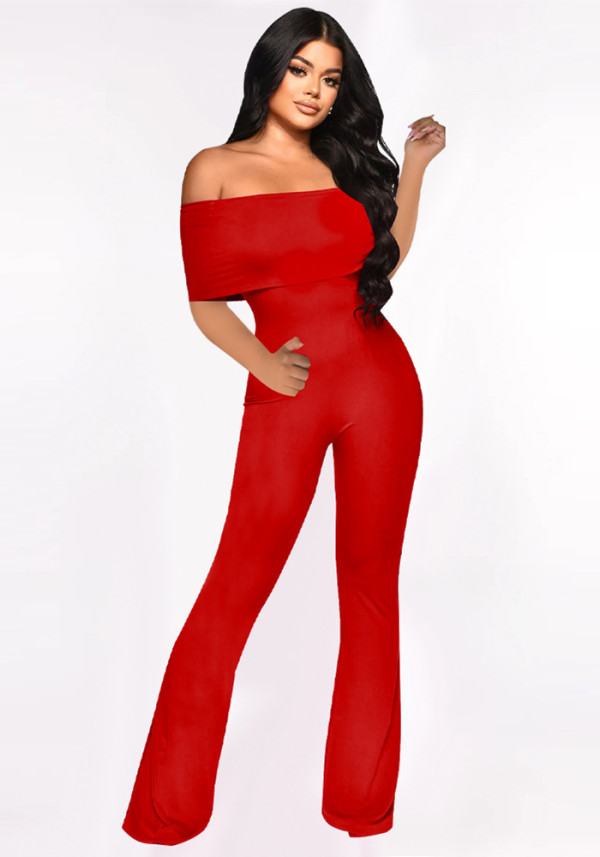 Women Sexy Off‑Shoulder Jumpsuit