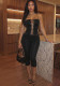 Women Sexy Lace‑Up Halter Neck Strapless Top & 7/8 Length Pants Two‑Piece Set