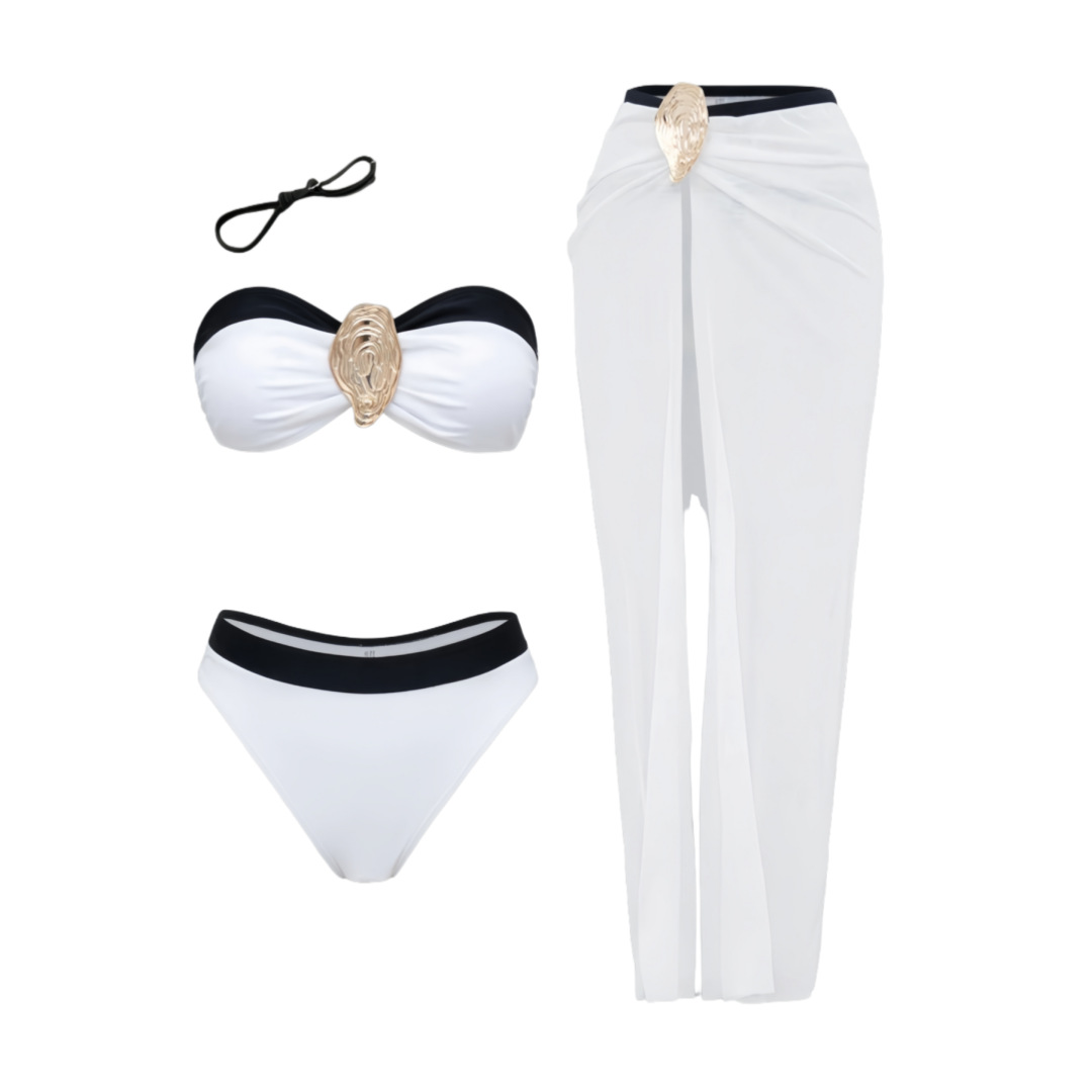 Three-Piece Swimsuit & Skirt Set for Beachwear