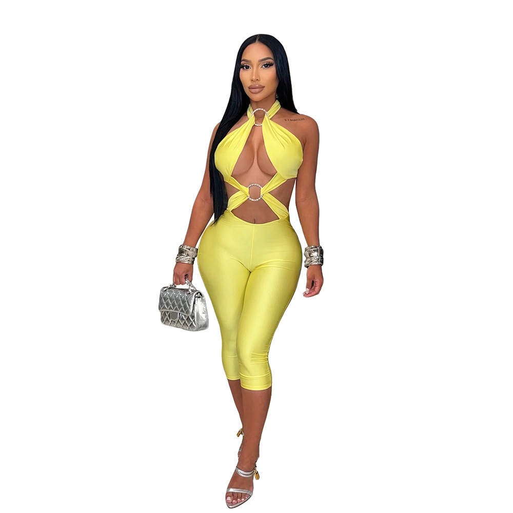 Halter Neck Backless Jumpsuit for Party Wear
