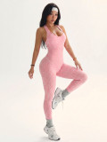 Women Summer Leopard Print Yoga Sexy Backless Jumpsuit