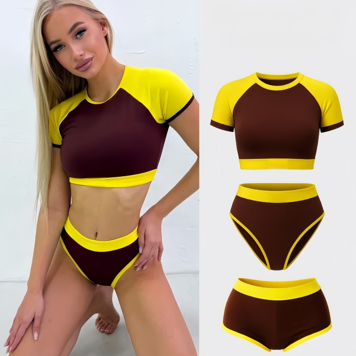 Three-Piece Swimsuit Set for Casual Beachwear