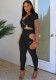 Women V‑Neck Short Sleeve Top & Cut‑Out Pants Two‑Piece Set