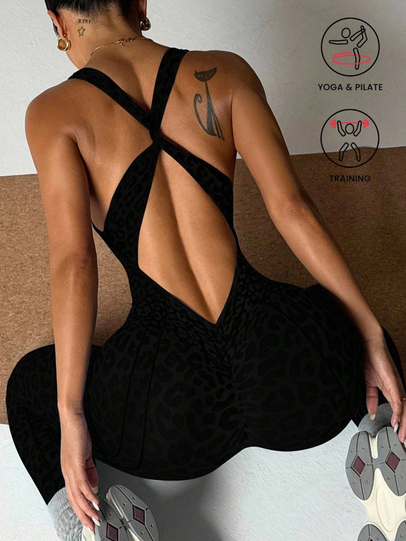 Leopard Print Jumpsuit for Yoga & Fitness Activewear