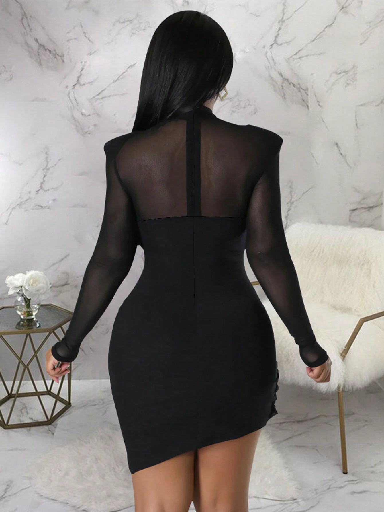 Black Long Sleeve Bodycon Dress for Evening Wear