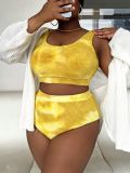 Plus Size Women Tie‑Dye Two‑Piece Swimsuit Set