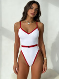 Women Color‑Block Sexy Holiday Beach One‑Piece Swimsuit