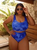 Plus Size Women Tie‑Dye Two‑Piece Swimsuit Set