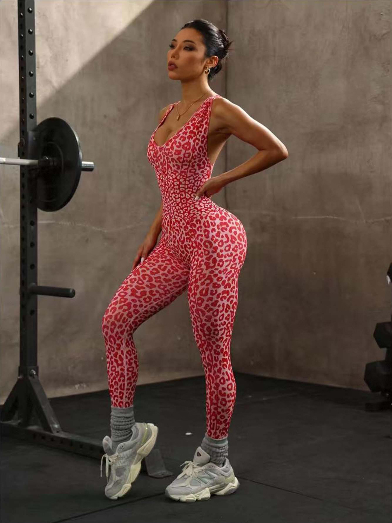 Leopard Print Jumpsuit for Yoga & Fitness Activewear