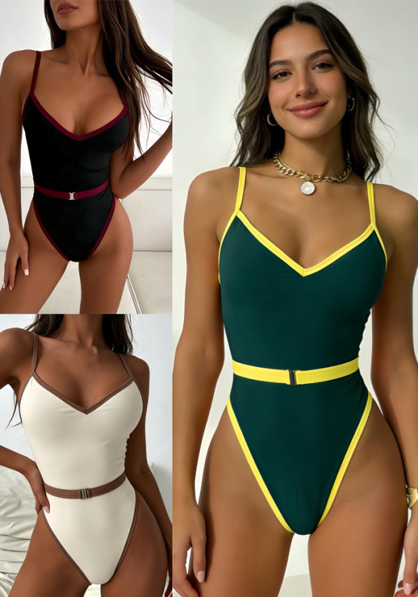 Women Color‑Block One‑Piece Swimsuit
