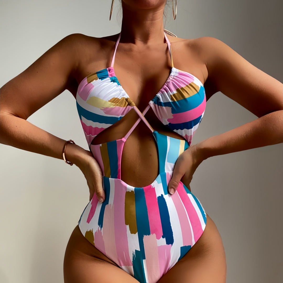 Printed One-Piece Swimsuit for Beachwear