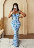 Women Floral Tie‑Strap Cami Mermaid Maxi Dress
