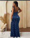 Women Floral Tie‑Strap Cami Mermaid Maxi Dress