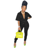 Women Casual Short Sleeve Top & Pants Two‑Piece Set