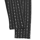 Women Beaded High‑Neck Mesh Long Sleeve Ruched Bodycon Dress