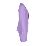 Women Long Sleeve Blazer & Shorts Two‑Piece Set