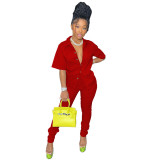 Women Casual Short Sleeve Top & Pants Two‑Piece Set