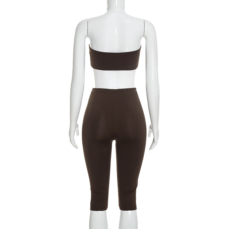 Off-Shoulder Strapless Top & Capri Pants Three-Piece Set