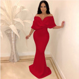 Plus Size Women Sexy Backless Mermaid Dress