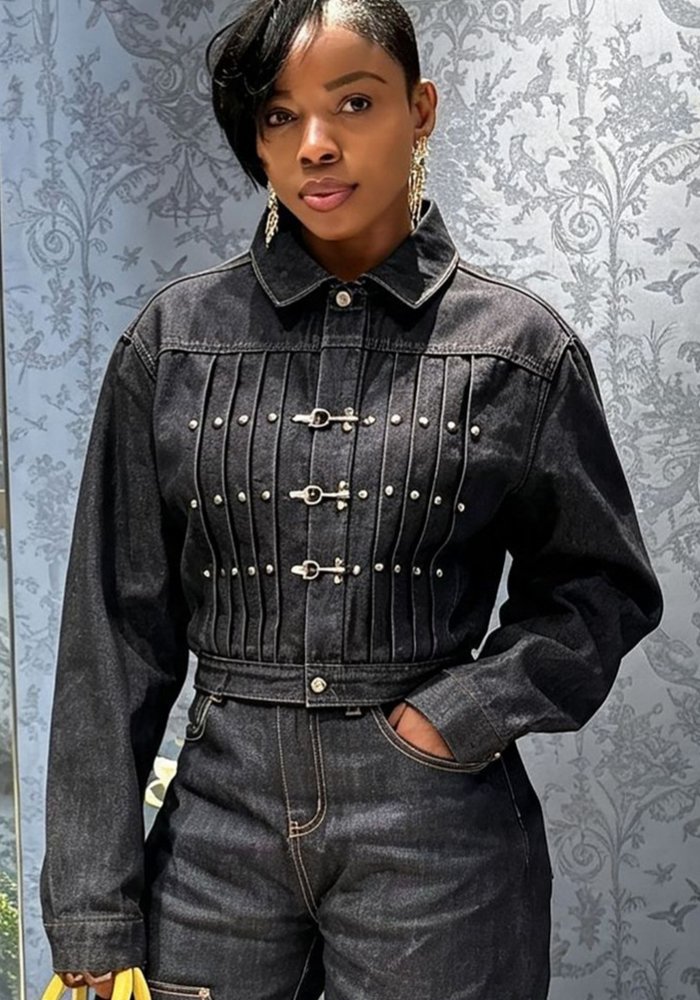 Buckle Denim Jacket for Streetwear