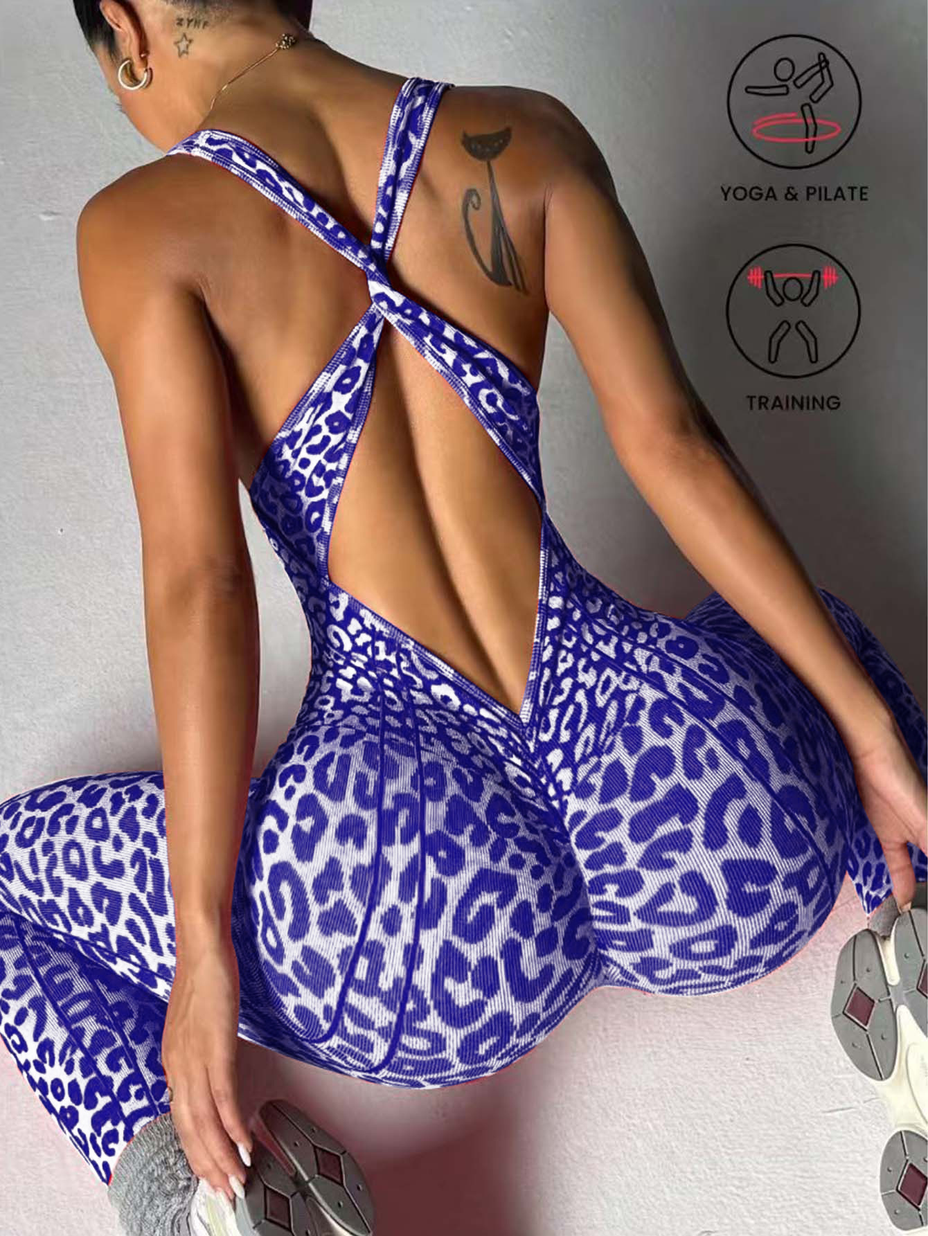 Leopard Print Jumpsuit for Yoga & Fitness Activewear