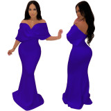 Plus Size Women Sexy Backless Mermaid Dress