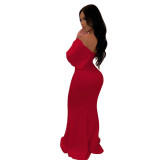 Plus Size Women Sexy Backless Mermaid Dress