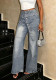 Women's Washed Slim-Fit Wide-Leg Denim Pants