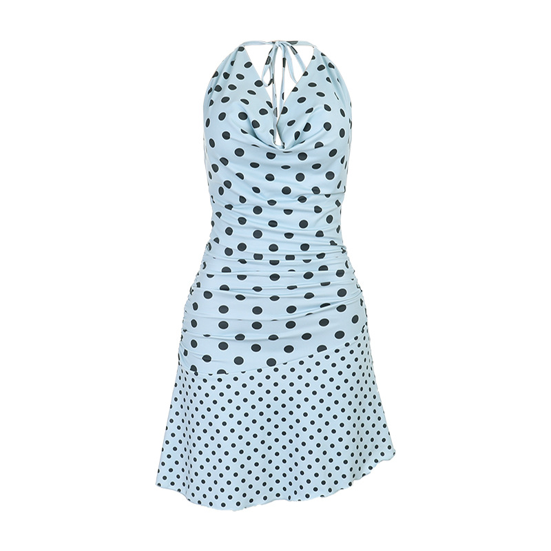Polka Dot Halter Neck Dress for Casual Wear