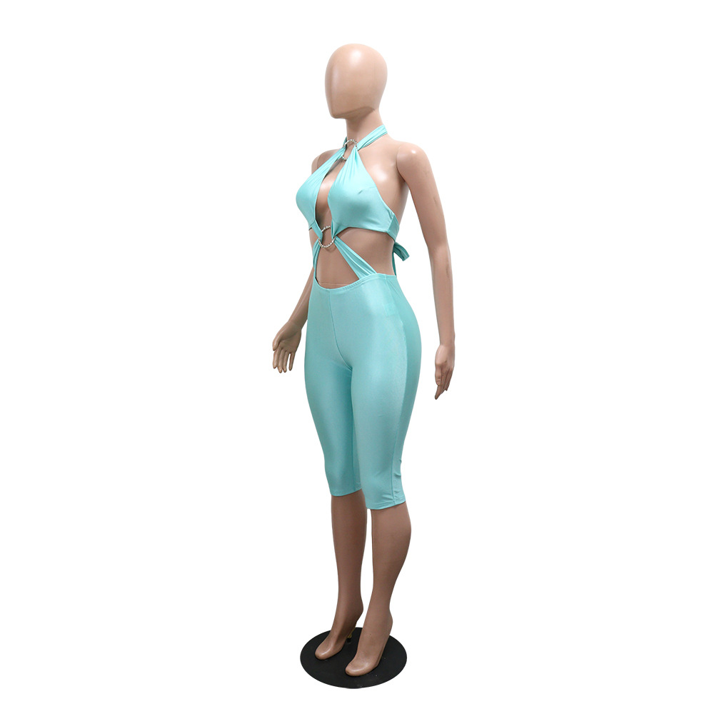Halter Neck Backless Jumpsuit for Party Wear