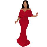 Plus Size Women Sexy Backless Mermaid Dress