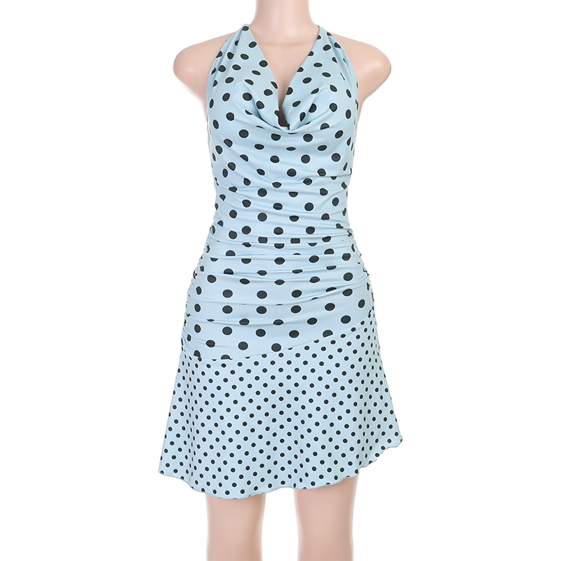 Polka Dot Halter Neck Dress for Casual Wear
