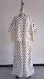 Women Autumn Polka Dot Shirt & Wide‑Leg Pants Casual Two‑Piece Set